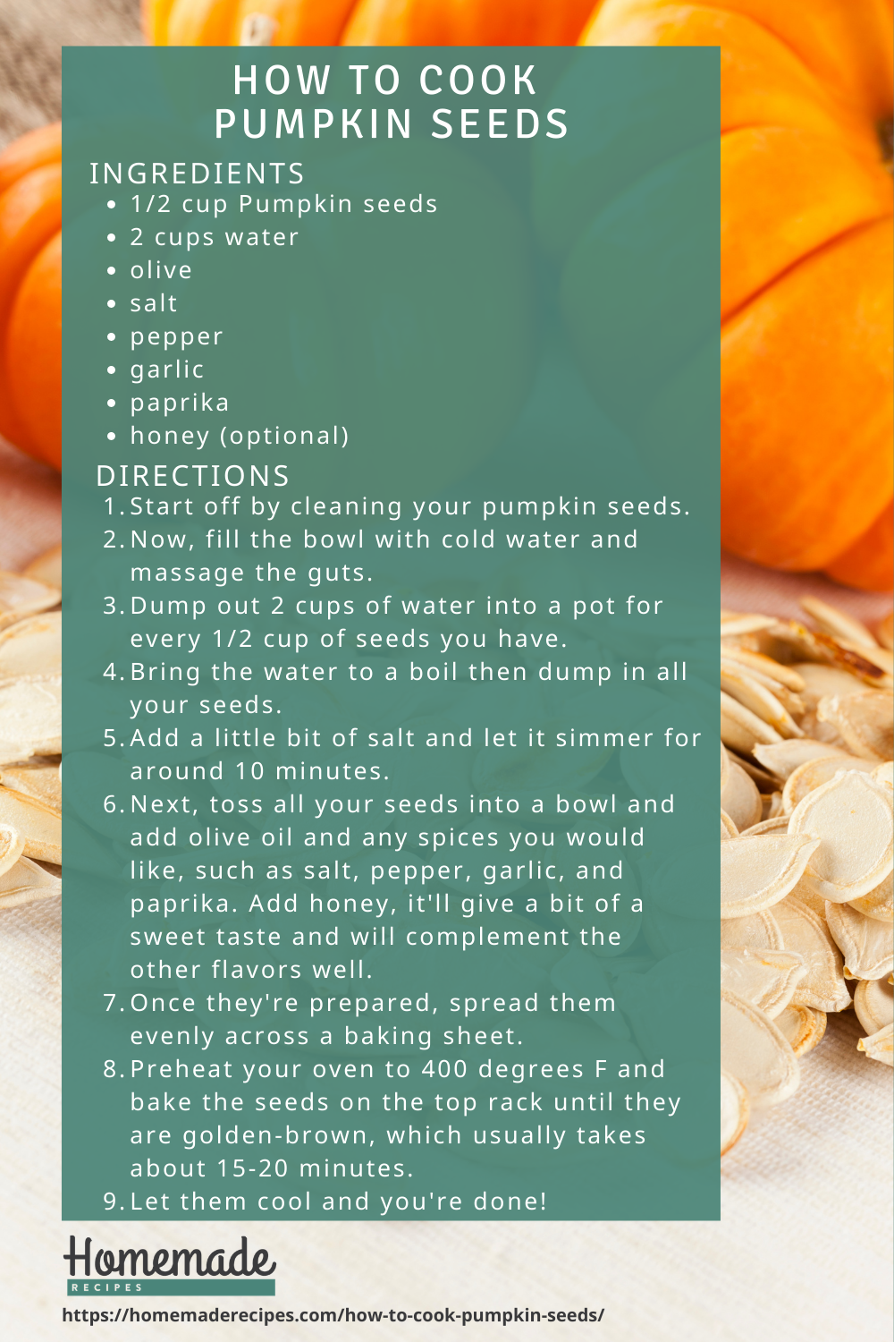recipe card | How To Cook Pumpkin Seeds For A Great Fall Snack