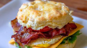Bacon Sandwich on Plate-Easy Homemade Biscuits-px-feature