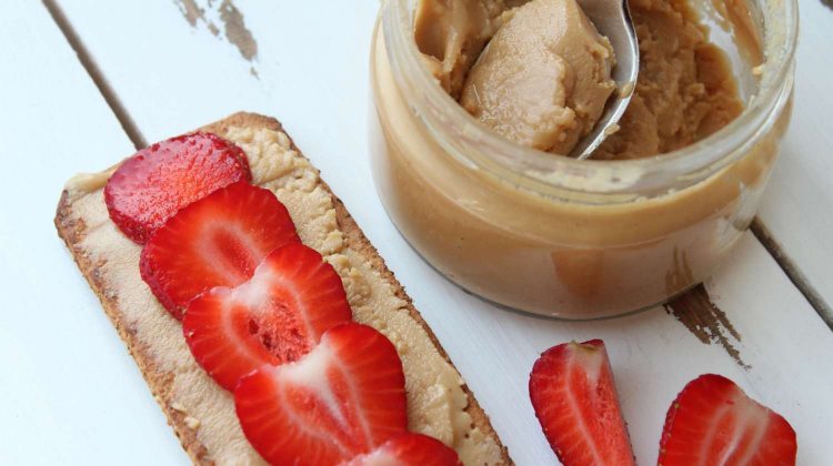Peanut Butter Besides Sliced Strawberries on Baked Pastry-compound butter recipes-px-feature