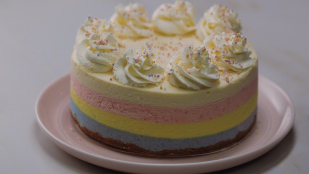 Rainbow No-Bake Cheesecake