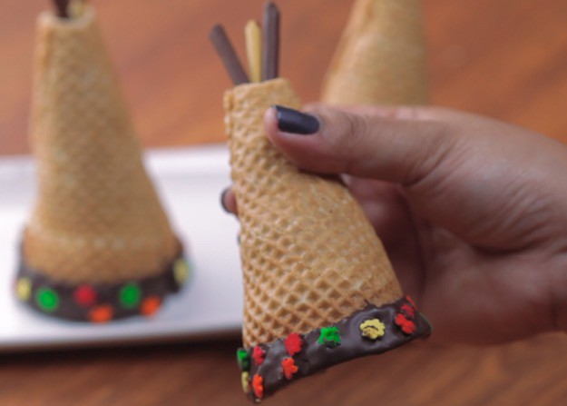 Thanksgiving Sugar Cone Tepees Plated