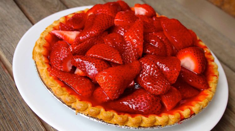 strawberry pie on white plate-homemade pie-px-feature