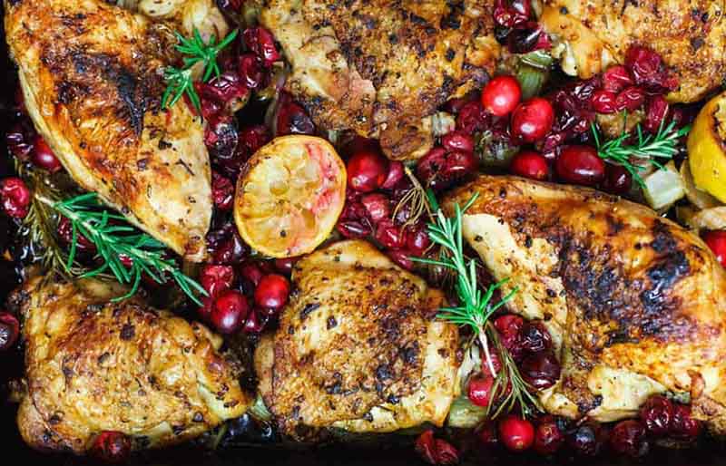 garlic rosemary chicken with cranberries | christmas dinner ideas