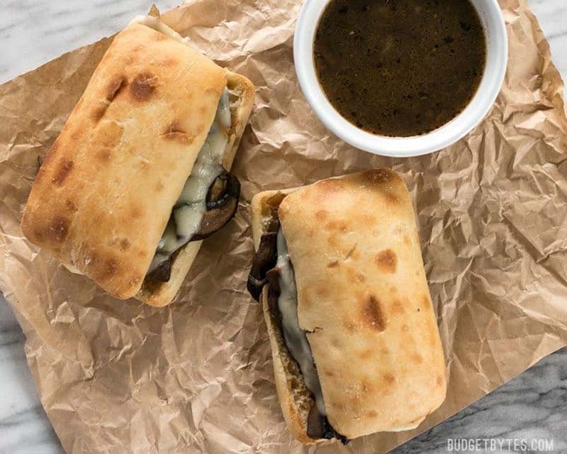 vegetarian french dip sandwiches | christmas leftover recipes