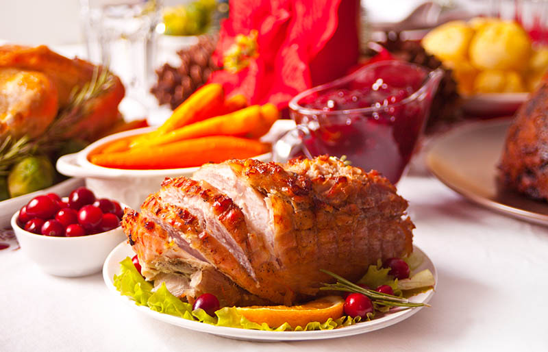 traditional sliced glazed ham festive | christmas dinner ideas