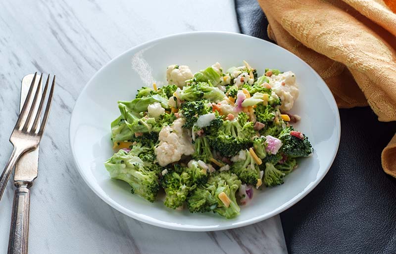 broccoli cauliflower bound salad mayonnaise dressing | winter salad recipes
