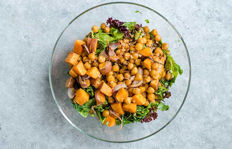 chickpea salad sweet potatoes spicy red | winter salad recipes
