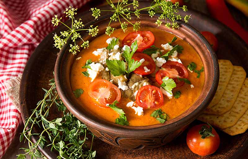 cream puree soup baked tomatoes eggplants | vegan vegetable soup