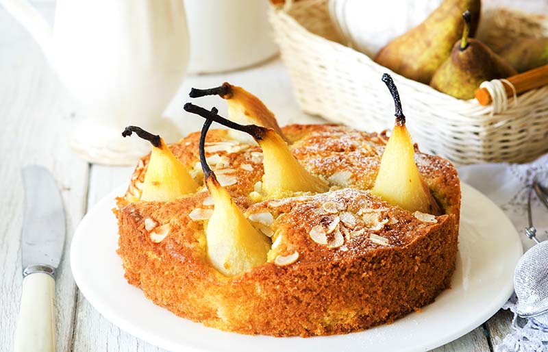 cake whole poached pears almond | winter cake flavors