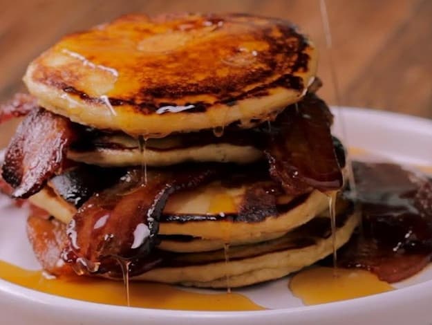 Bacon Pancakes with Bourbon Maple Syrup | Easy Pancake Recipes 