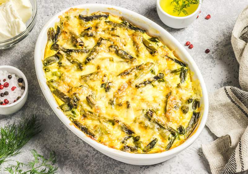 creamy green bean casserole baking dish | easter dinner for two