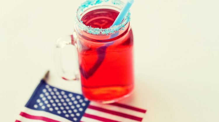 juice glass and american flag on independence day | DIY Cocktails For Your 4th Of July Party | Featured