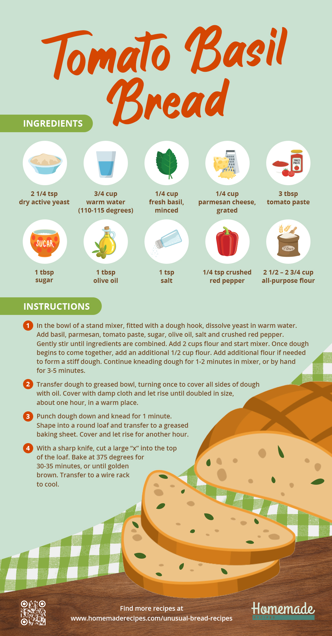 Tomato Basil Bread | Unusual Bread Recipes You Have To Try [INFOGRAPHIC]
