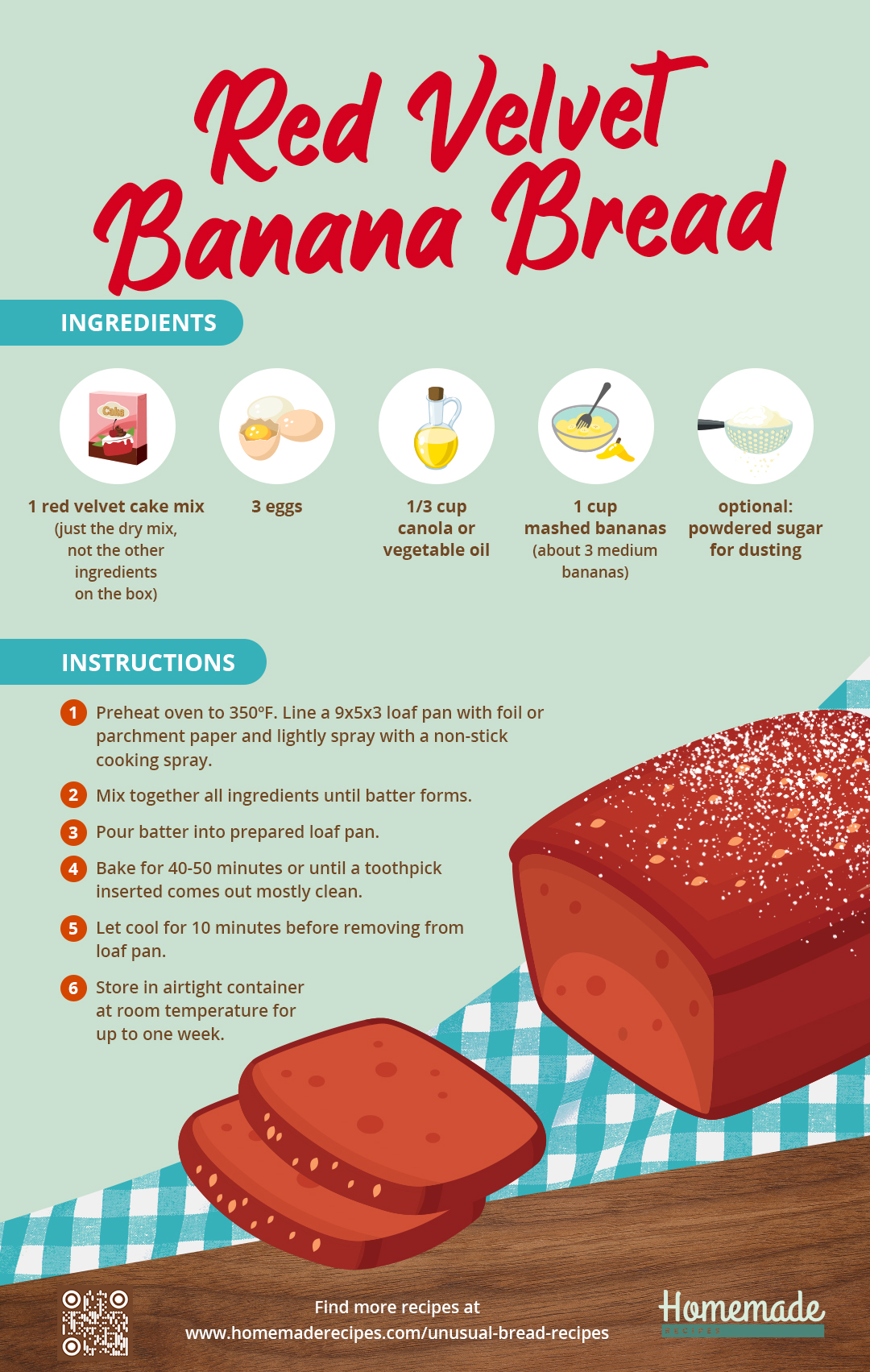Red Velvet Banana Bread | Unusual Bread Recipes You Have To Try [INFOGRAPHIC]