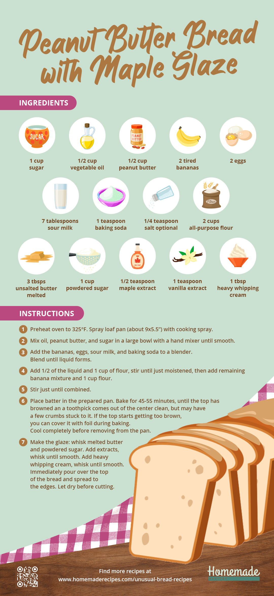 Peanut Butter Bread with Maple Glaze | Unusual Bread Recipes You Have To Try [INFOGRAPHIC]