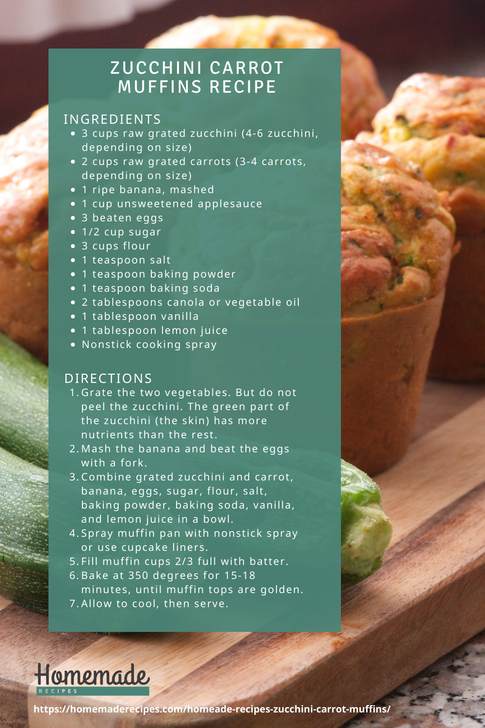 recipe card | Low Fat Zucchini Carrot Muffins Homemade Muffin Recipe card