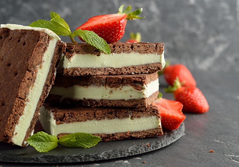 chocolate ice cream sandwich on gray | dessert ideas