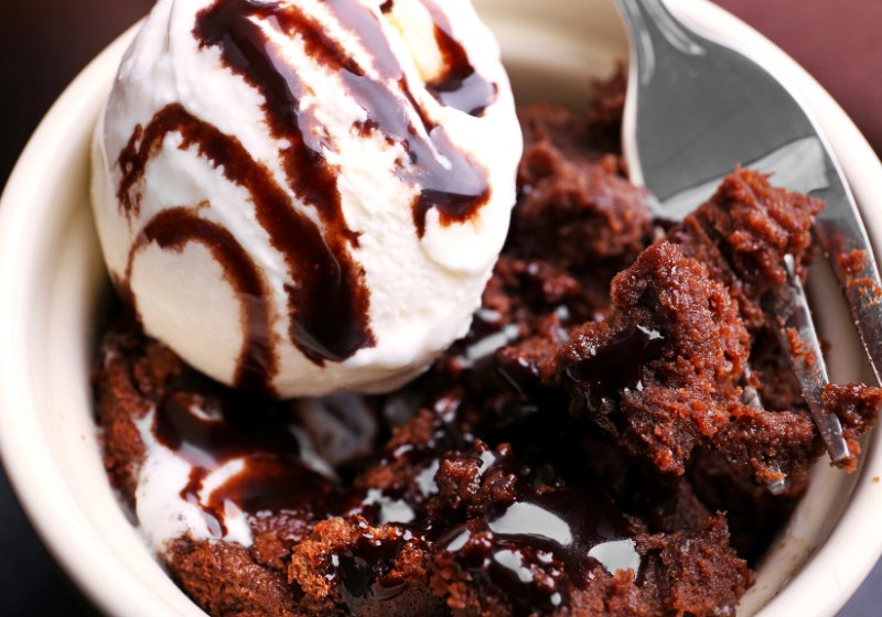chocolate lava cake ice cream fork close | best desserts