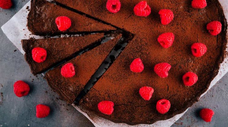 chocolate tart fresh raspberries above view | Fancy Desserts For Valentine's Day | Homemade Recipes | featured