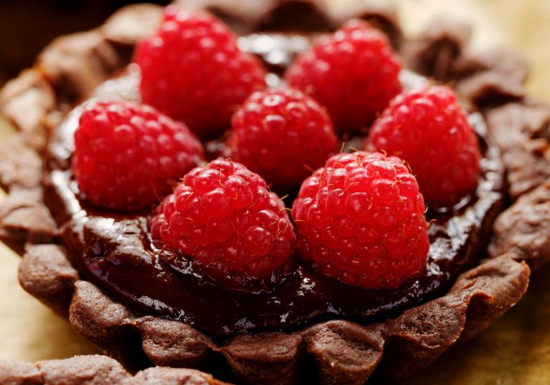 chocolate tart fresh raspberries | petite french desserts