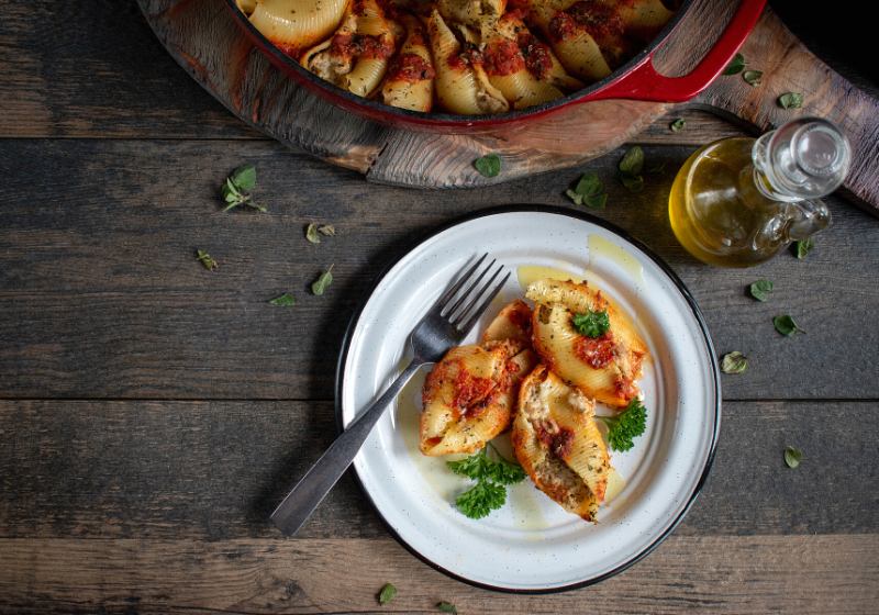 manicotti pasta shells spinach ricotta mozzarella | date night dinner ideas
