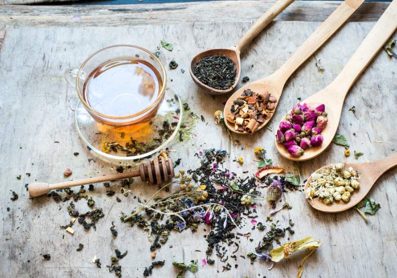 tea wooden spoontoned photo | how to make your own herbal tea blends
