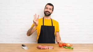 Chef holding in a cuisine happy and counting three with fingers | Quick and Easy 3 Ingredient Recipes | quick recipes | featured