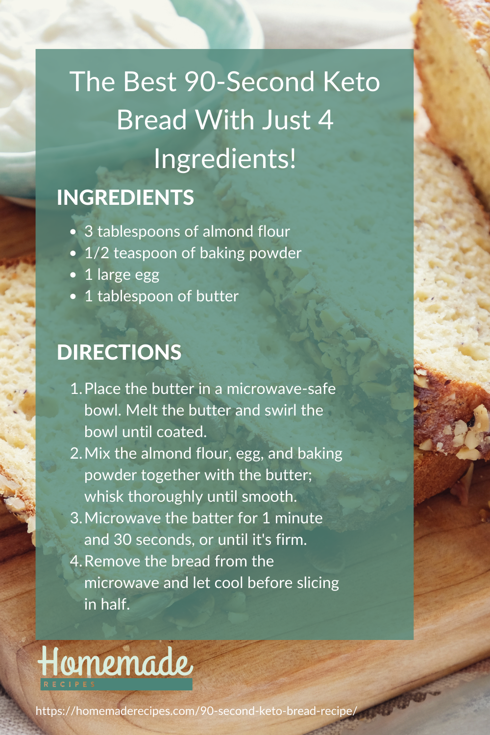 recipe card | The Best 90-Second Keto Bread With Just 4 Ingredients!