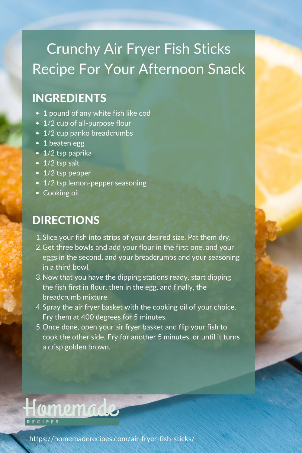 recipe card | Crunchy Air Fryer Fish Sticks Recipe For Your Afternoon Snack