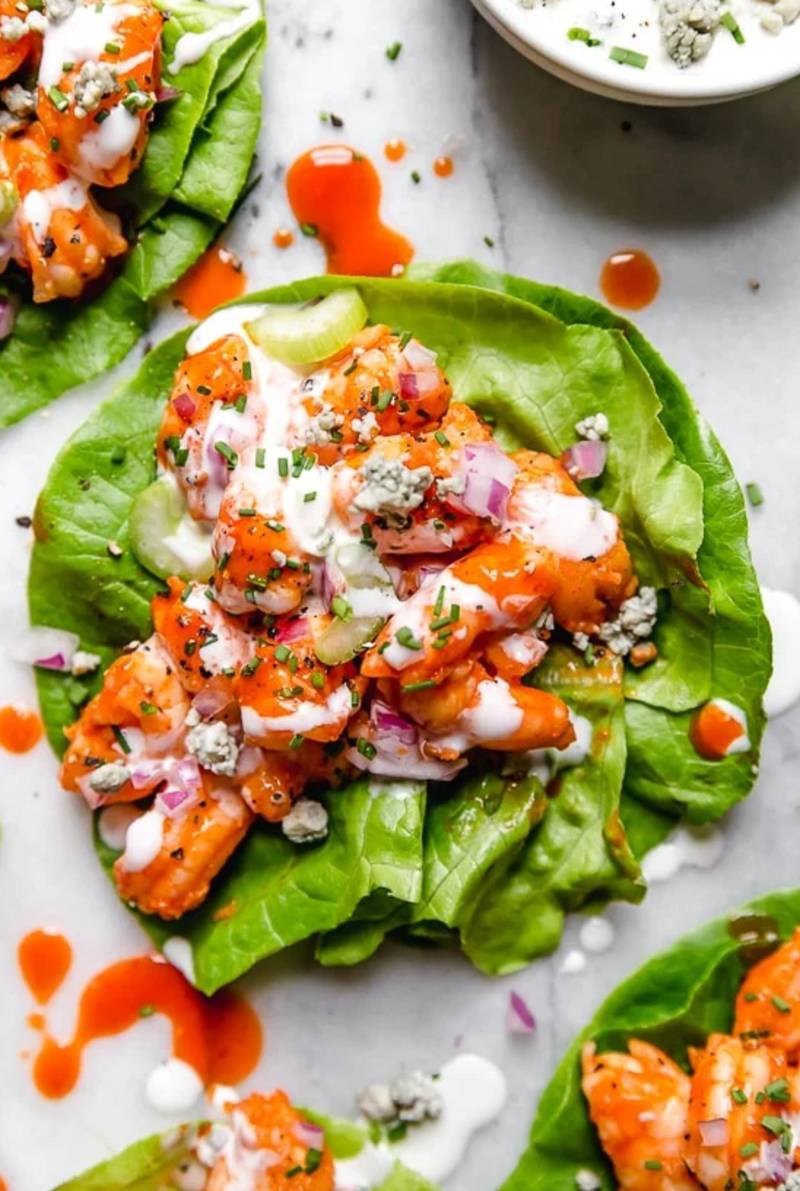 Buffalo-Shrimp-Lettuce-Wraps | keto