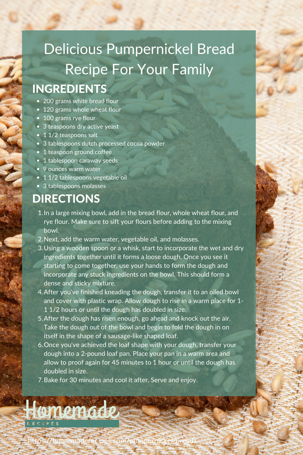 recipe card | Delicious Pumpernickel Bread Recipe For Your Family