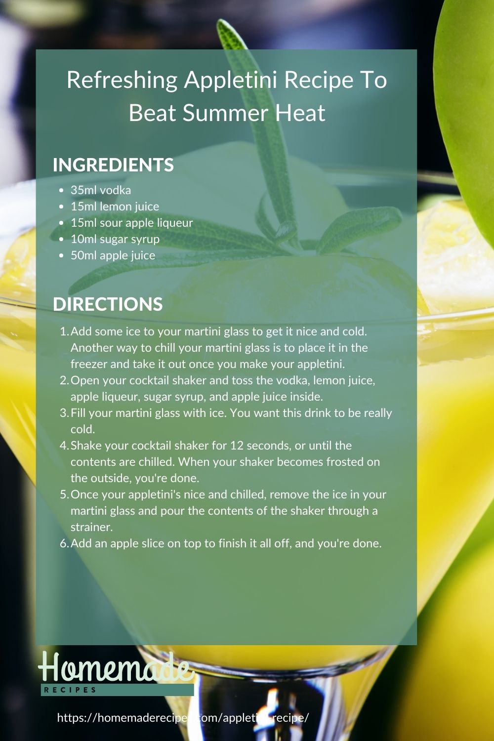 recipe card | Refreshing Appletini Recipe To Beat Summer Heat