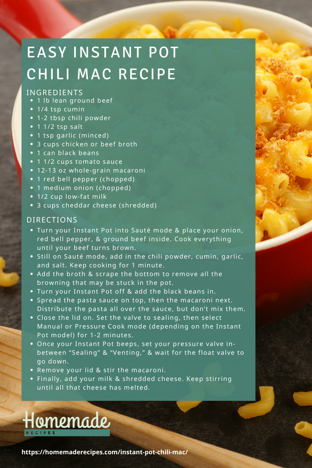 placard | Easy Instant Pot Chili Mac Recipe Perfect For The Fall Weather