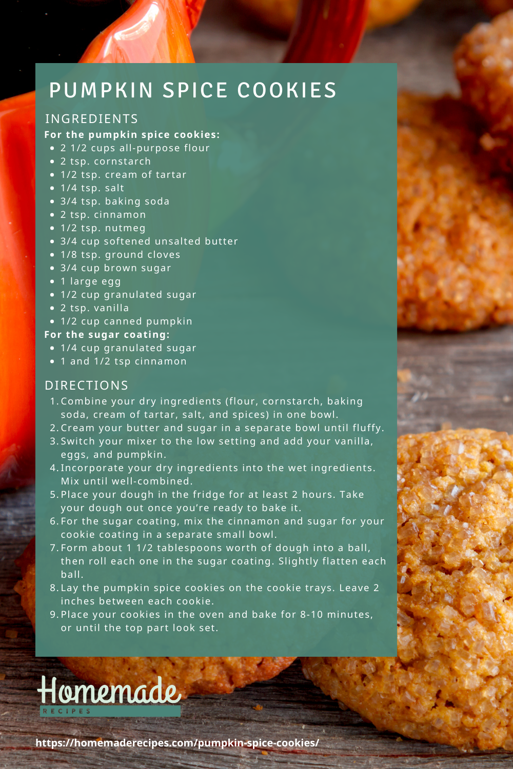 recipe card | Irresistible Pumpkin Spice Cookies For The Perfect Fall Snack