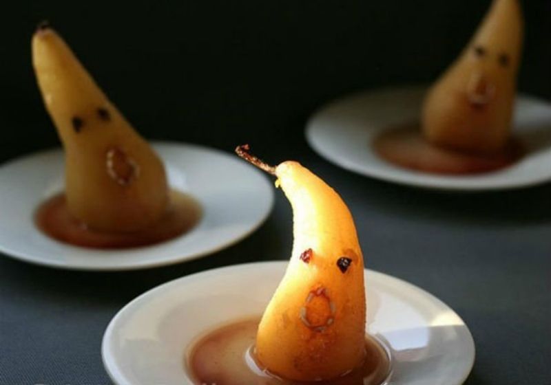 ghostly poached pears | halloween recipes easy