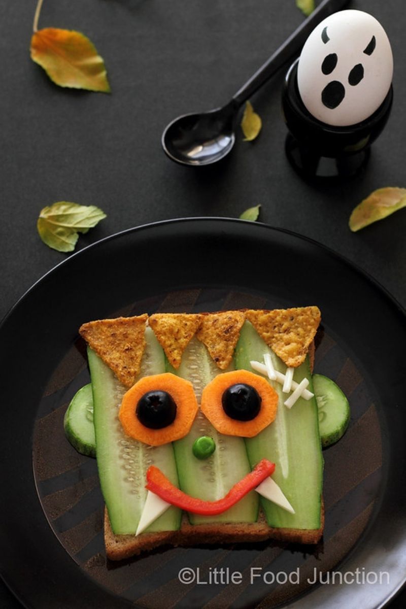 green monster frankenstein sandwiches | halloween appetizers adults