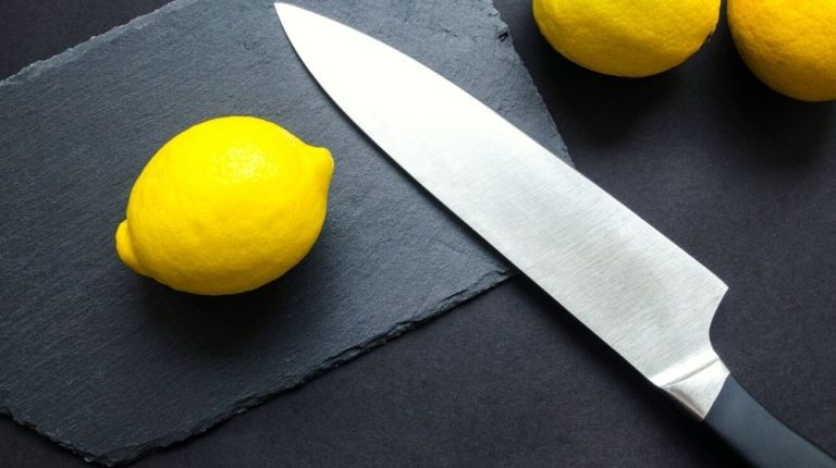 How To Sharpen Kitchen Knives The Right Way Kitchen Guide   Photography Of Lemon Near Kitchen Knife How To Sharpen Kitchen Knives PX Featured 768x430 