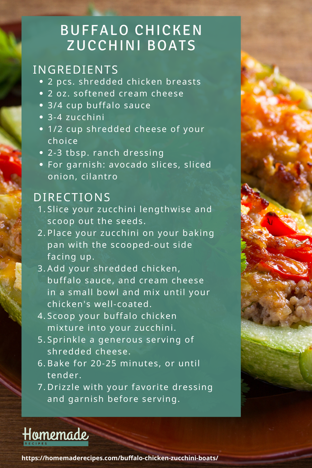 Recipe Card | Buffalo Chicken Zucchini Boats A Perfect Week-Ender Meal