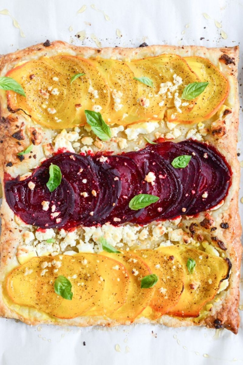 Goat Cheese, Beet, and Honey-Drizzled Tarts | early autumn recipes