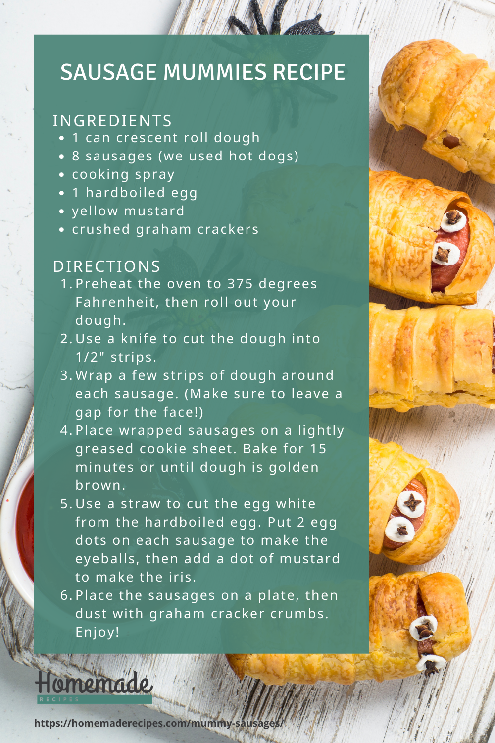recipe card | These Sausage Mummies Are A Spooktacular Halloween Snack