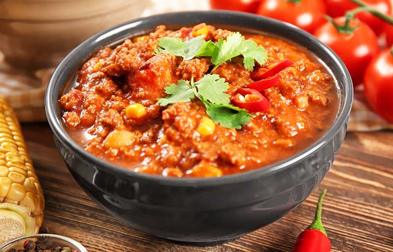 bowl delicious chili con carne | ground beef keto recipes