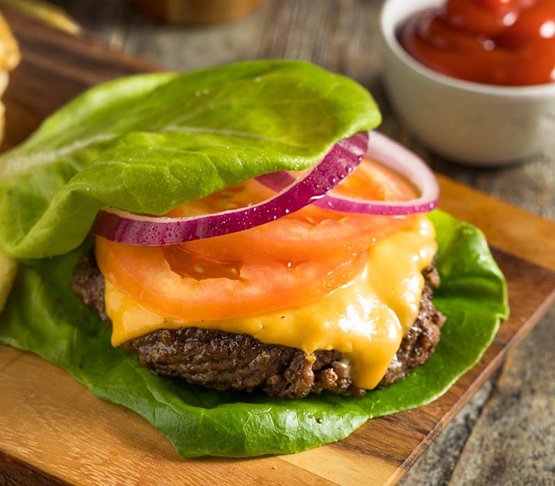 healthy hamburger lettuce bun cheese | ground beef keto recipes