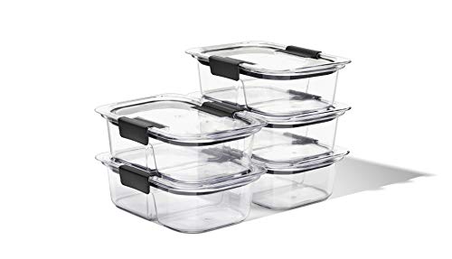 Rubbermaid Leak-Proof Brilliance Food Storage Set 9.6 Cup Plastic  Containers with Lids Microwave and Dishwasher Safe, 2-Pack, Clear