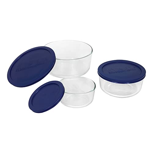 Pyrex 2 Cup Simply Storage, Glass Container, Blue, 6 Piece 