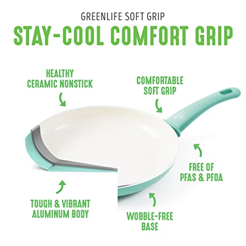 16 Piece GreenLife Soft Grip Healthy Ceramic Nonstick, Cookware
