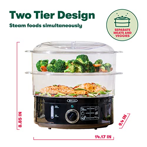 Check out BELLA Two Tier Food Steamer with Stackable Baskets & Removable Base for Fast Simultaneous Cooking - Auto Shutoff & Boil Dry Protection, 7.4 QT, Black at https://homemaderecipes.com/product/bella-two-tier-food-steamer-with-stackable-baskets-removable-base-for-fast-simultaneous-cooking-auto-shutoff-boil-dry-protection-7-4-qt-black/