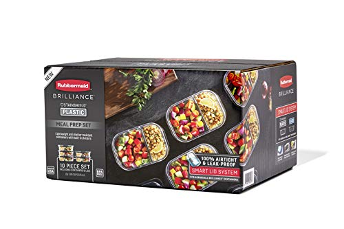 Rubbermaid 5pk 2.85 cup Brilliance Meal Prep Containers, 2-Compartment Food  Storage Containers in 2023