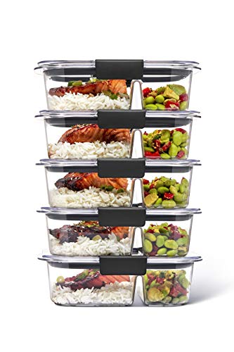 Prep Naturals Glass Meal Prep Containers 2 Compartment 5 Pack
