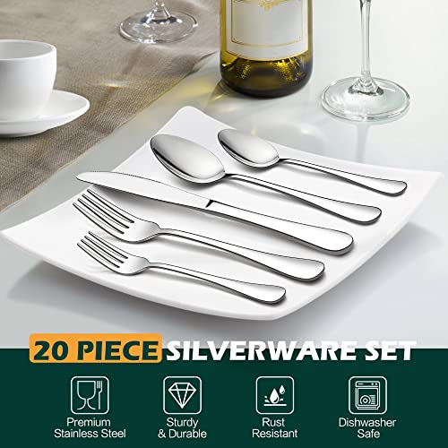 Check out LIANYU 20 Piece Silverware Flatware Cutlery Set, Stainless Steel Utensils Service for 4, Include Knife Fork Spoon, Mirror Polished, Dishwasher Safe at https://homemaderecipes.com/product/lianyu-20-piece-silverware-flatware-cutlery-set-stainless-steel-utensils-service-for-4-include-knife-fork-spoon-mirror-polished-dishwasher-safe/