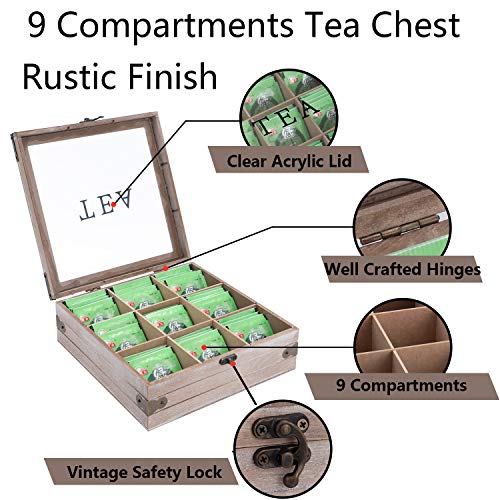 Wood Tea Bag Organisers Tea / Coffee Storage Case Boxes Acrylic Lids